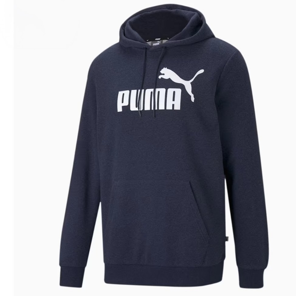 Puma Logo Heather Peacoat Hoodie Large NWT